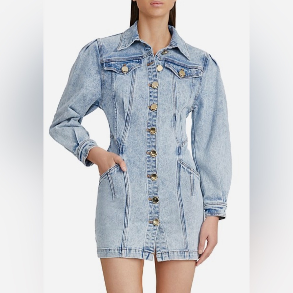 NWT Acler Florence Denim Mini Dress Size AU 6/US 2